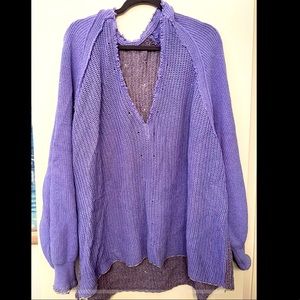 Free People Distressed Purple Sweater Size M/L